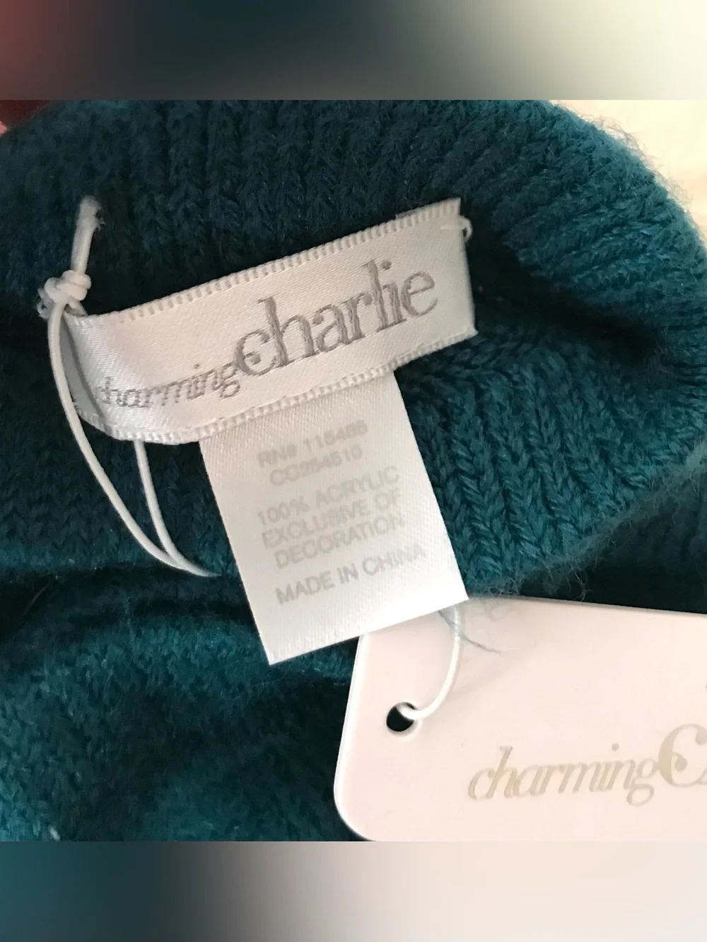 NWT Embellished TEAL Knit Gloves One size 1 Pair NEW WITH TAGS